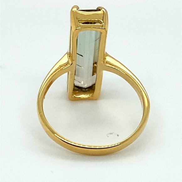 Bi Color Tourmaline 5.40ct Solid 14K Yellow Gold Ring - Picture 5 of 6